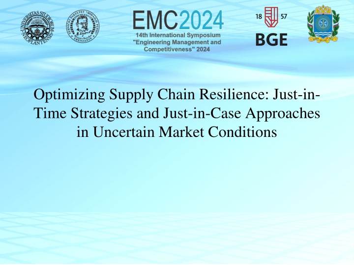 optimizing supply chain resilience just in time n.w