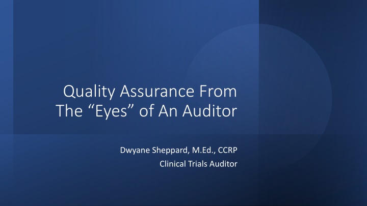 quality assurance from the eyes of an auditor n.w