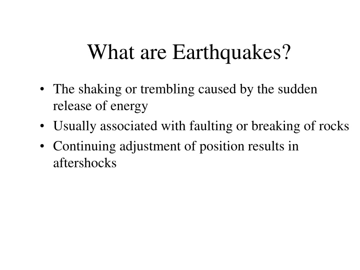 what are earthquakes n.w