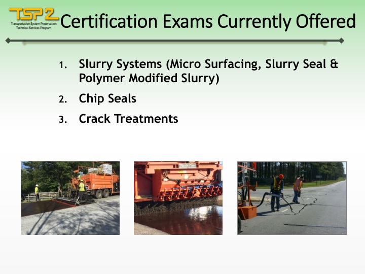 certification exams currently offered n.w