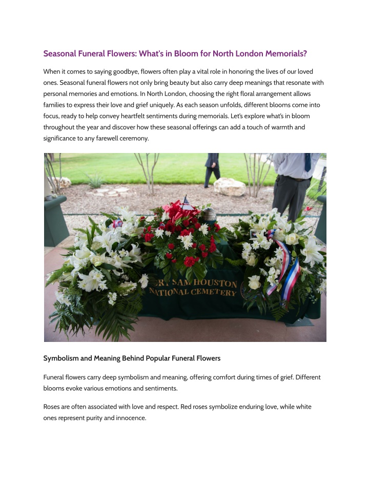 seasonal funeral flowers what s in bloom n.w