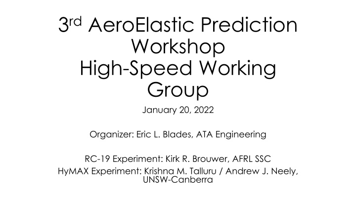 3 rd aeroelastic prediction workshop high speed n.w