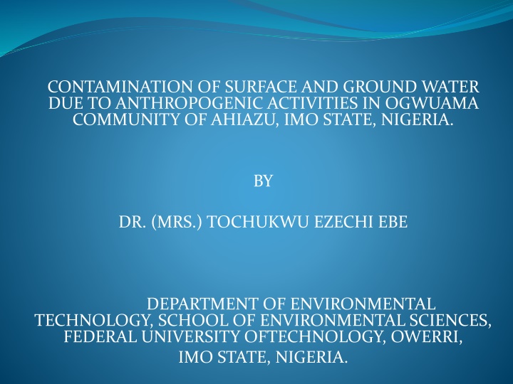 contamination of surface and ground water n.w