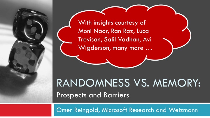 with insights courtesy of moni naor ran raz luca n.w