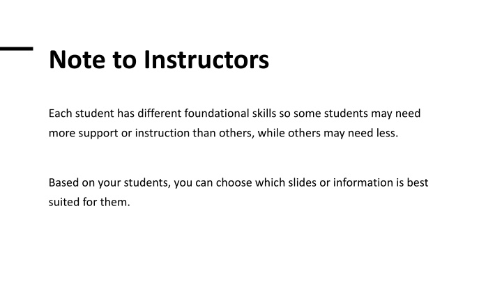 note to instructors n.w