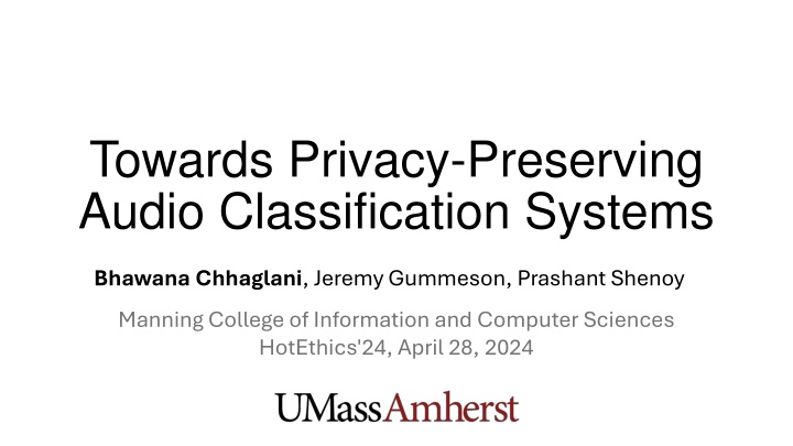 towards privacy preserving audio classification n.w