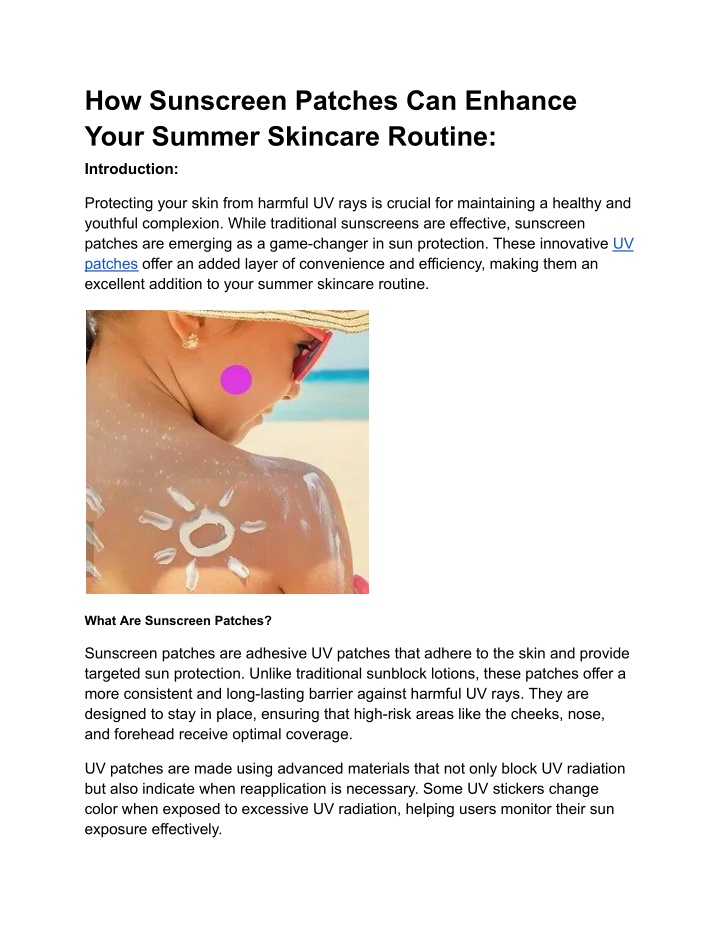 how sunscreen patches can enhance your summer n.w
