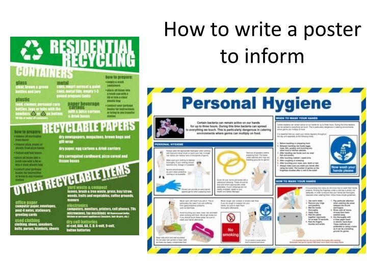 how to write a poster to inform n.w