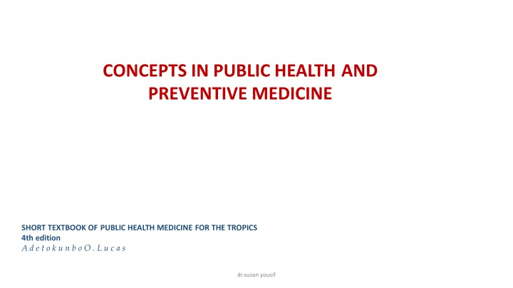 concepts in public health and preventive medicine n.w