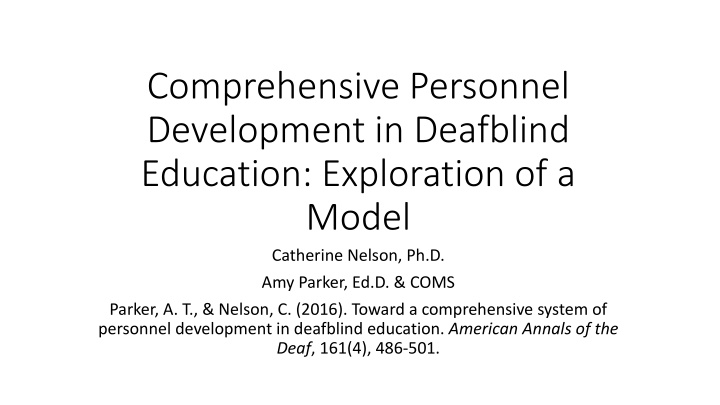 comprehensive personnel development in deafblind n.w