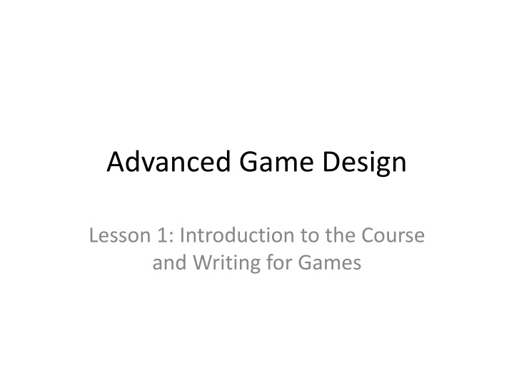 advanced game design n.w
