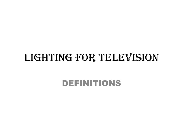 lighting for television n.w