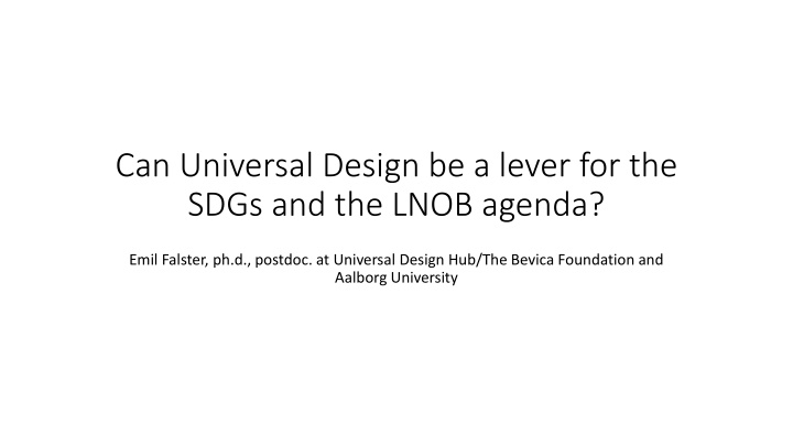 Leveraging Universal Design for Sustainable Development Goals