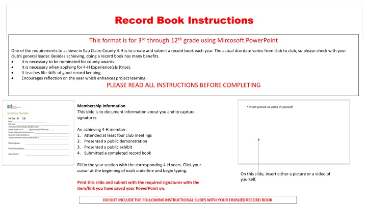 record book instructions n.w