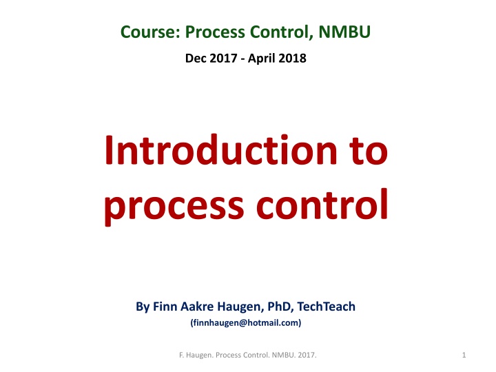 course process control nmbu n.w