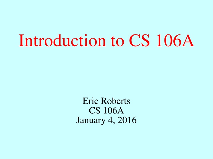introduction to cs 106a n.w