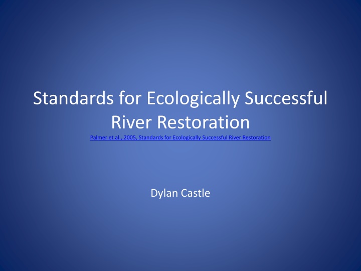 standards for ecologically successful river n.w