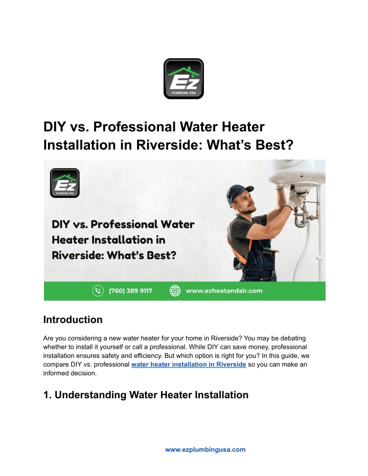 diy vs professional water heater installation n.w