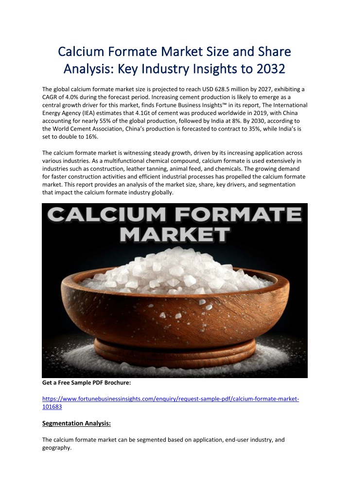 calcium formate market size and share calcium n.w