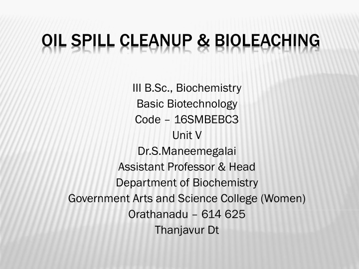 oil spill cleanup bioleaching n.w
