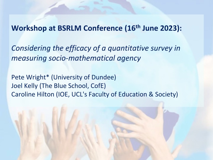 workshop at bsrlm conference 16 th june 2023 n.w