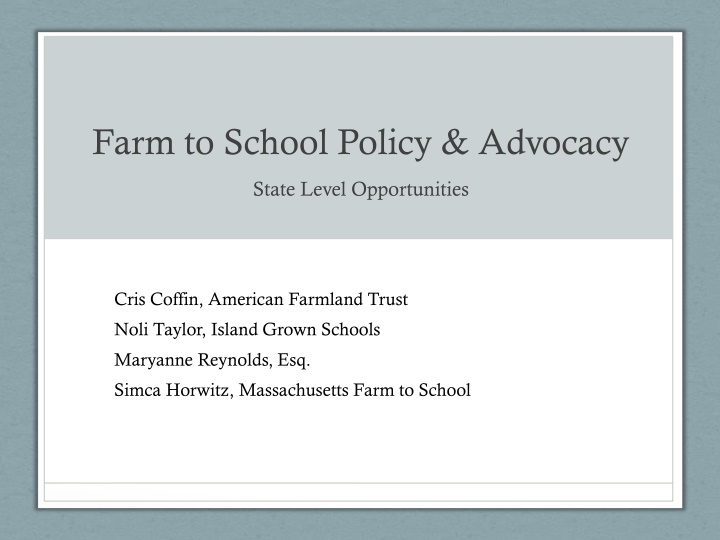 farm to school policy advocacy n.w