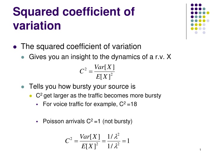 squared coefficient of variation n.w