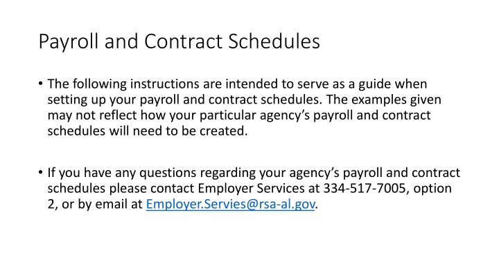 payroll and contract schedules n.w