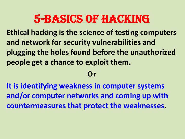 5 5 basics of hacking basics of hacking ethical n.w