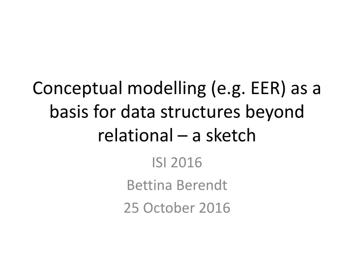 conceptual modelling e g eer as a basis for data n.w