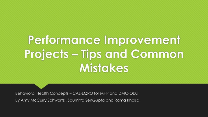 performance improvement projects tips and common n.w