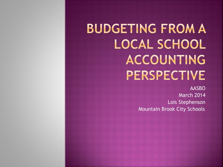 budgeting from a local school accounting n.w