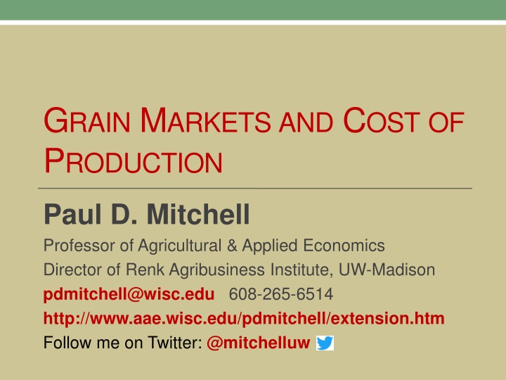 g rain m arkets and c ost of p roduction n.w