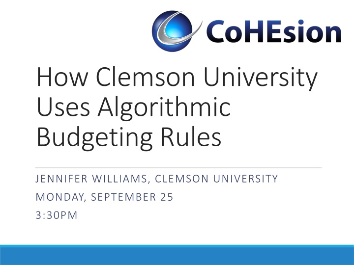 how clemson university uses algorithmic budgeting n.w