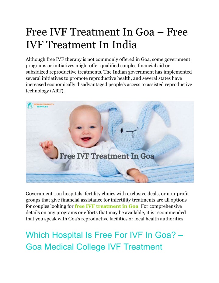 free ivf treatment in goa free ivf treatment n.w