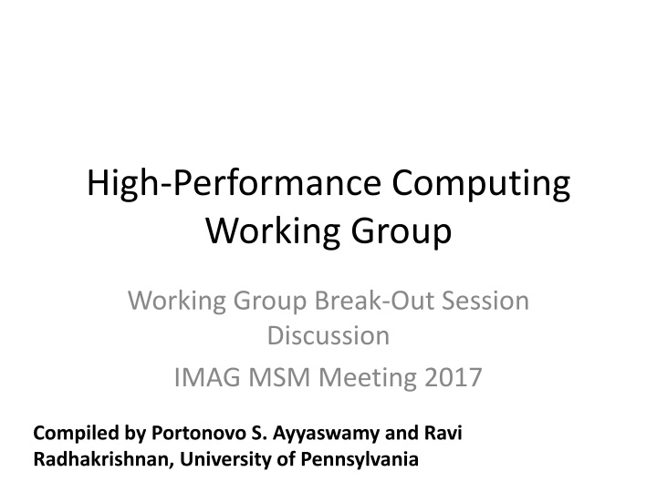 high performance computing working group n.w