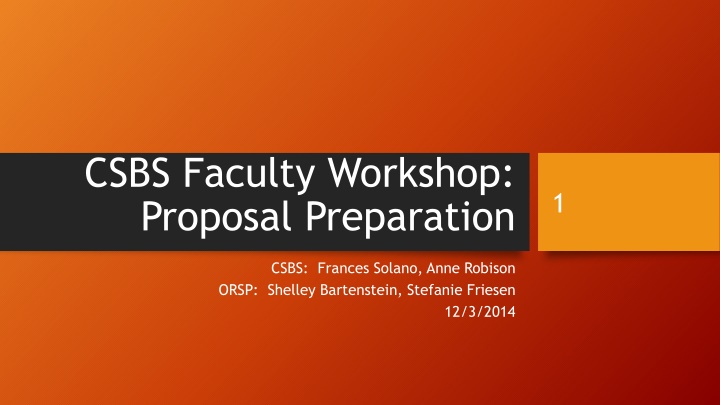 csbs faculty workshop proposal preparation n.w