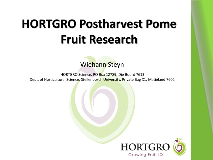 hortgro postharvest pome fruit research n.w