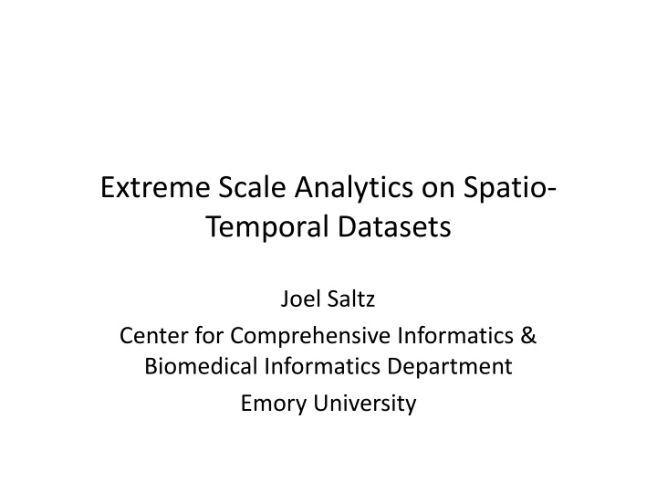 extreme scale analytics on spatio temporal n.w