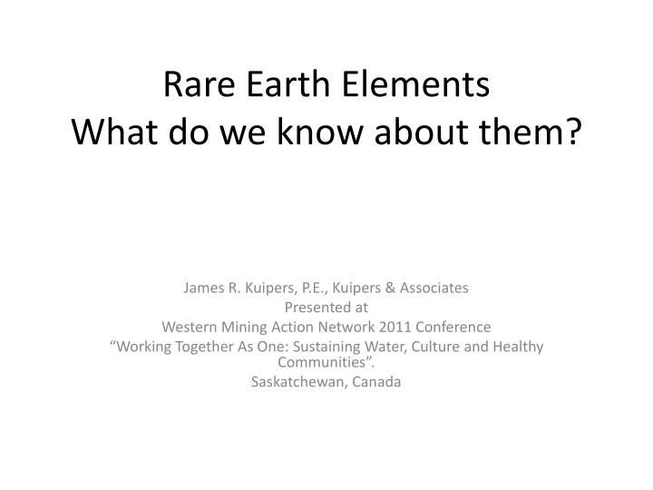 rare earth elements what do we know about them n.w