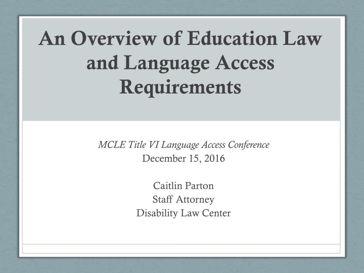 an overview of education law and language access n.w