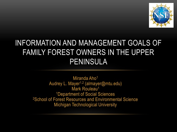information and management goals of family forest n.w