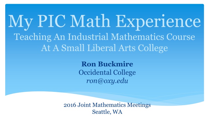 my pic math experience teaching an industrial n.w