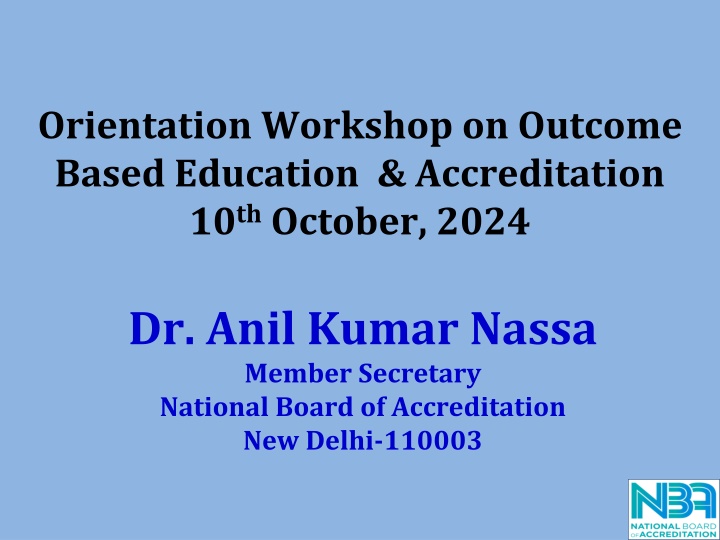 orientation workshop on outcome based education n.w
