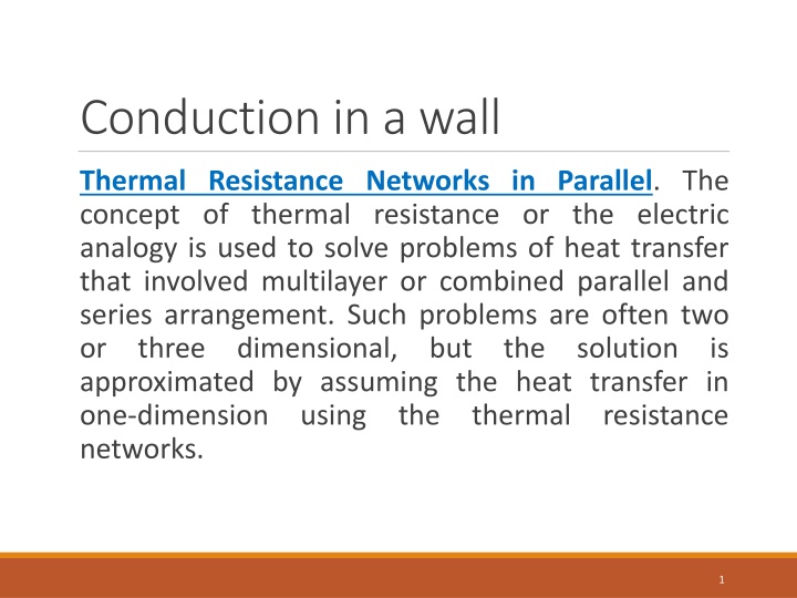 conduction in a wall n.w