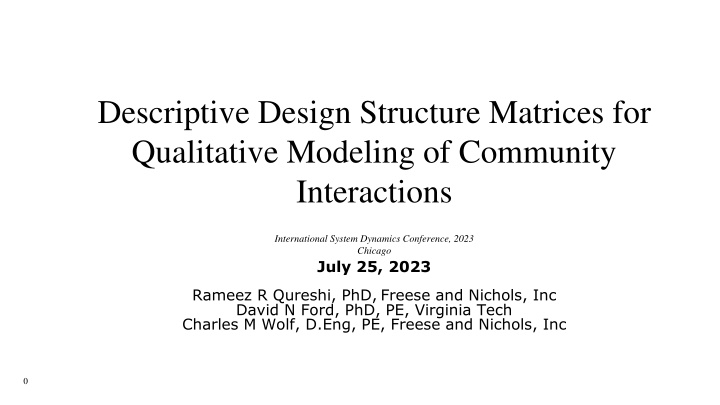 descriptive design structure matrices n.w