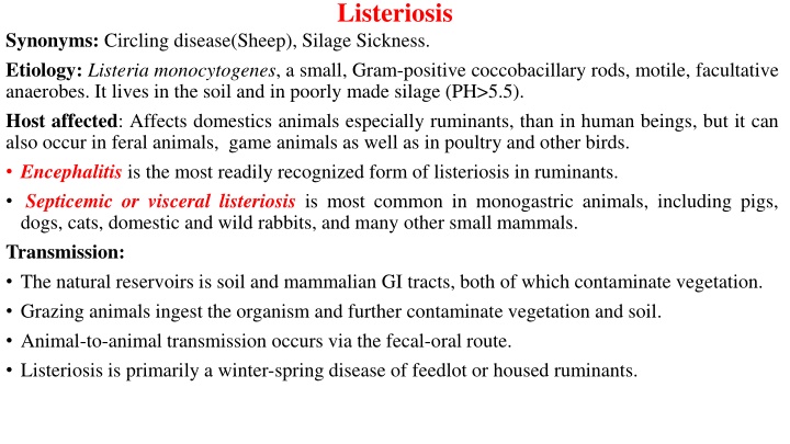 listeriosis n.w