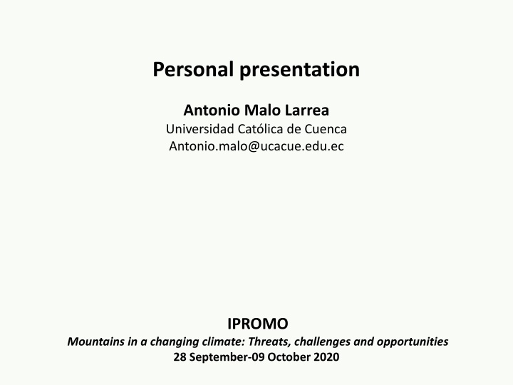 personal presentation n.w