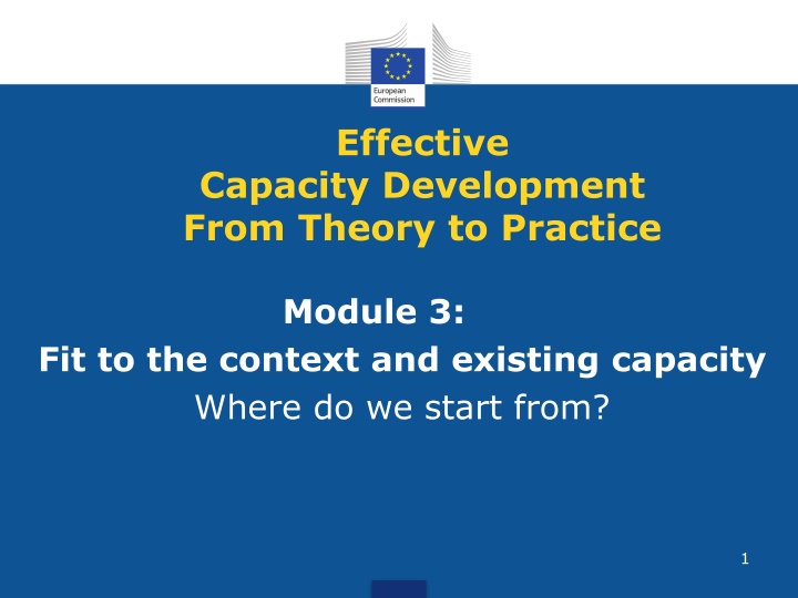 Effective Capacity Development: Fit to the Context and Existing Capacity