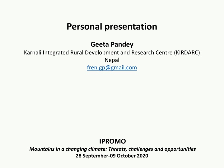 personal presentation n.w